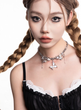 CIYAVENI镶钻金属蝴蝶锁骨链项链