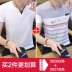 Áo thun cotton tay ngắn cổ chữ V mùa hè cotton trắng body nam phiên bản Hàn Quốc của xu hướng áo sơ mi nửa tay hoang dã trên quần áo - Áo phông ngắn áo phông nam tay ngắn cổ trụ Áo phông ngắn