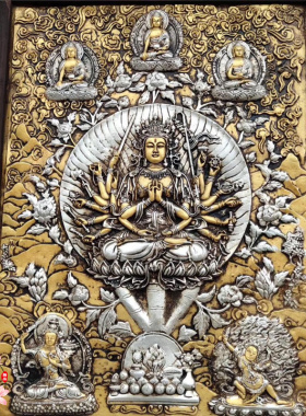彩绘宗教风挂画千手观音家居装饰
