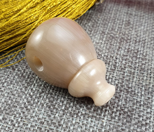 可爱胖墩款 天然白水牛角藏式三通佛头/纯手工一体式 文玩DIY配件 - 图3