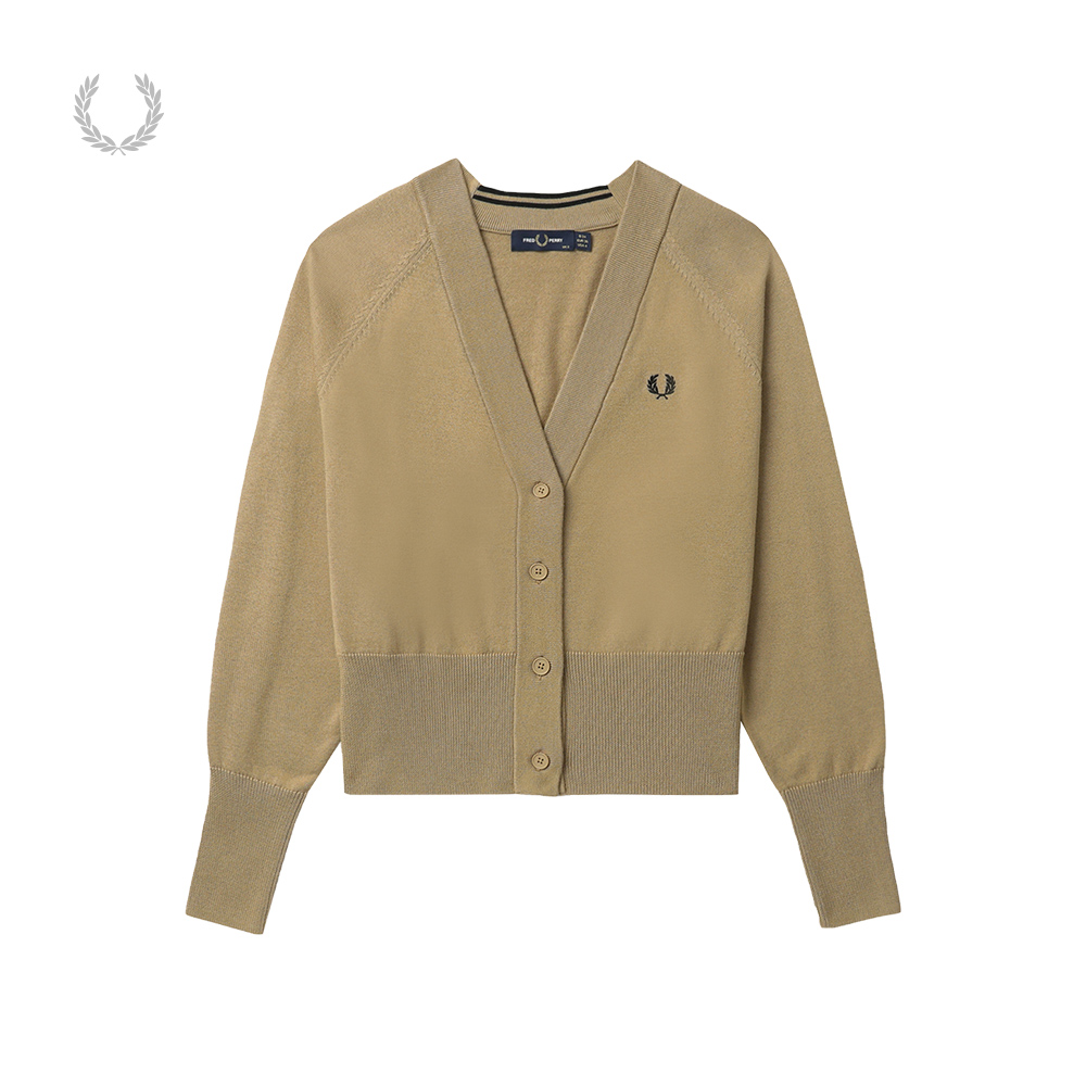 FRED PERRY女士休闲针织衫冬季新款V领开衫麦穗羊毛衫潮K4121 - 图0