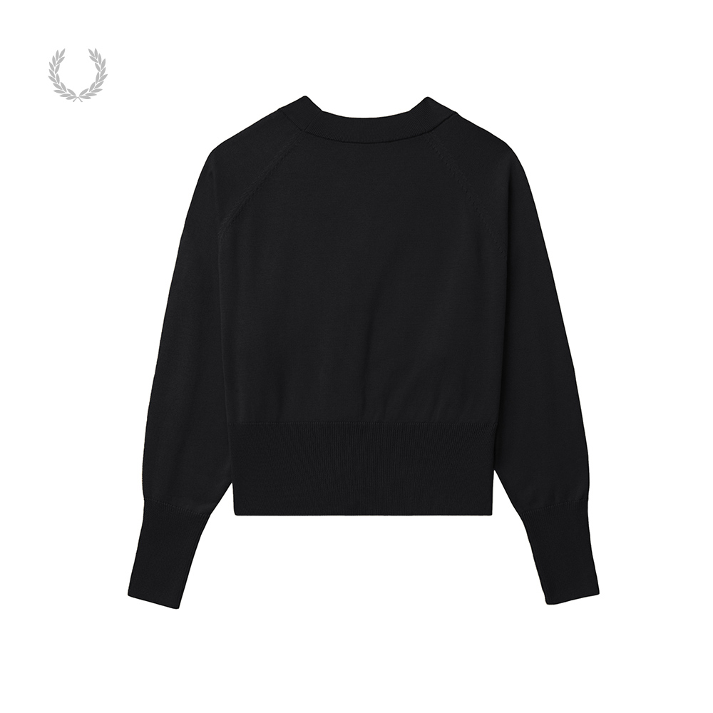 FRED PERRY女士休闲针织衫冬季新款V领开衫麦穗羊毛衫潮K4121 - 图1