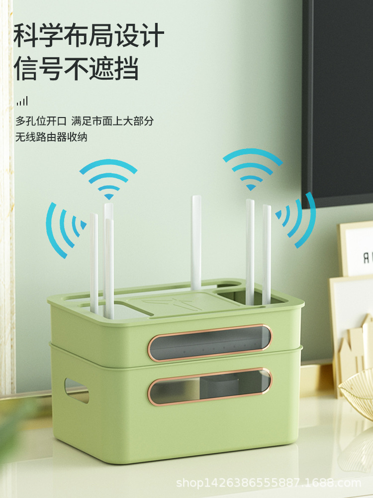 新疆包邮wifi路由器收纳盒插座电视机顶盒置物架无线光猫放置电线 - 图2