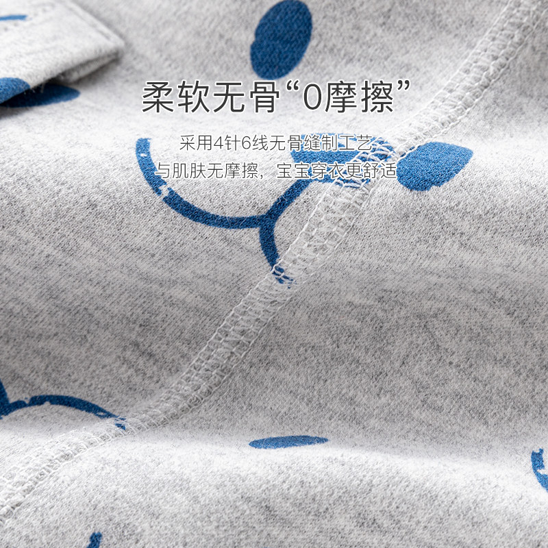 春秋纯棉舒绒洋气假两件长袖哈衣 欢喜小熊连身衣/爬服/哈衣