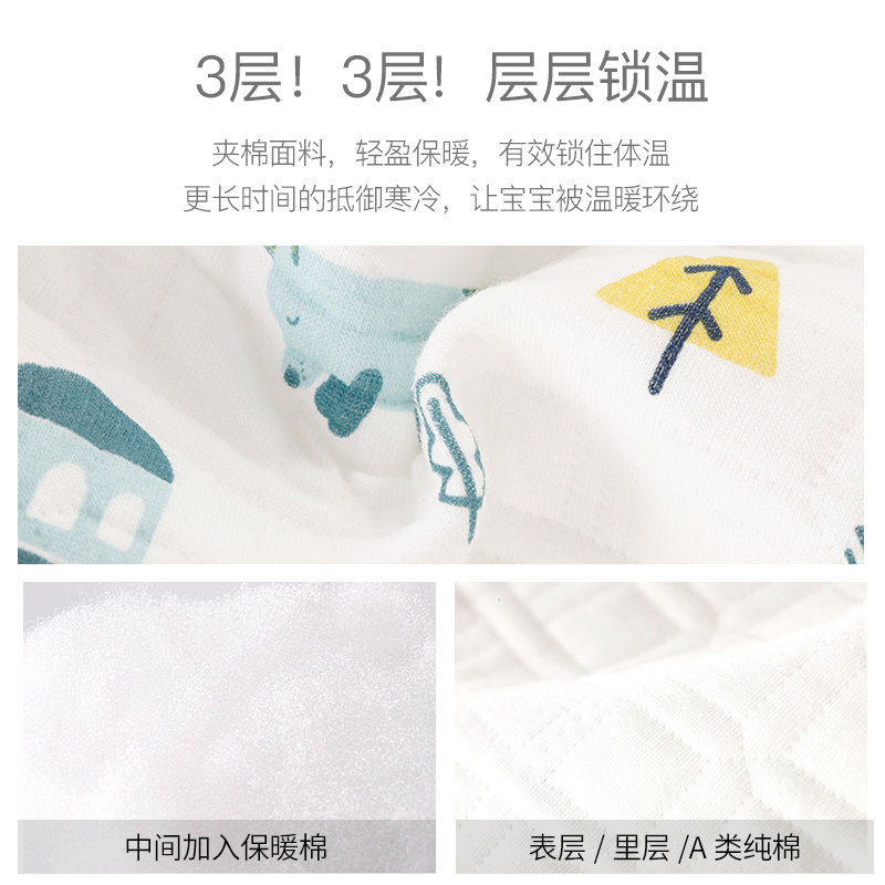 分腿春秋新款宝宝夹棉四季纯棉睡袋 欢喜小熊睡袋/防踢被