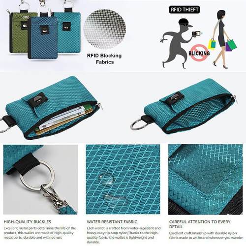 KOSIBATE防盗刷RFID卡包零钱包硬币车钥匙防辐射信号屏蔽包挂脖 - 图2