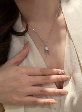 复古新中式满钻四叶花项链