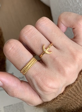 法式复古气质高级感圆珠边戒指