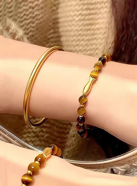 虎眼石串珠金鱼手链女