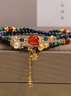 新中式红玛瑙手链女轻奢小众高级感凤凰松石叠戴手串精致百搭手饰