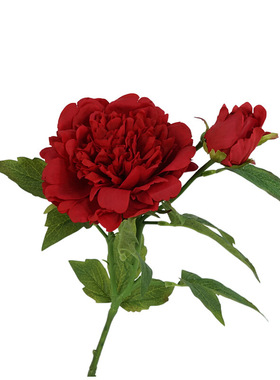 高品质仿真花2头手感保湿牡丹轻奢家居软装插花摆件婚庆假花