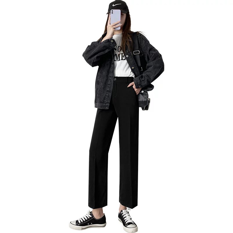 高级感春秋高腰垂感直筒休闲阔腿裤 AGOCODE休闲裤