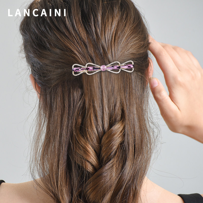 施华水晶头饰夹子女新款蝴蝶结发夹 兰彩妮饰品发饰