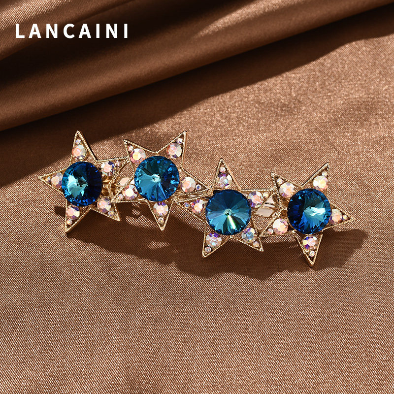 施华水晶五星发夹女韩国新款顶夹 兰彩妮饰品发饰