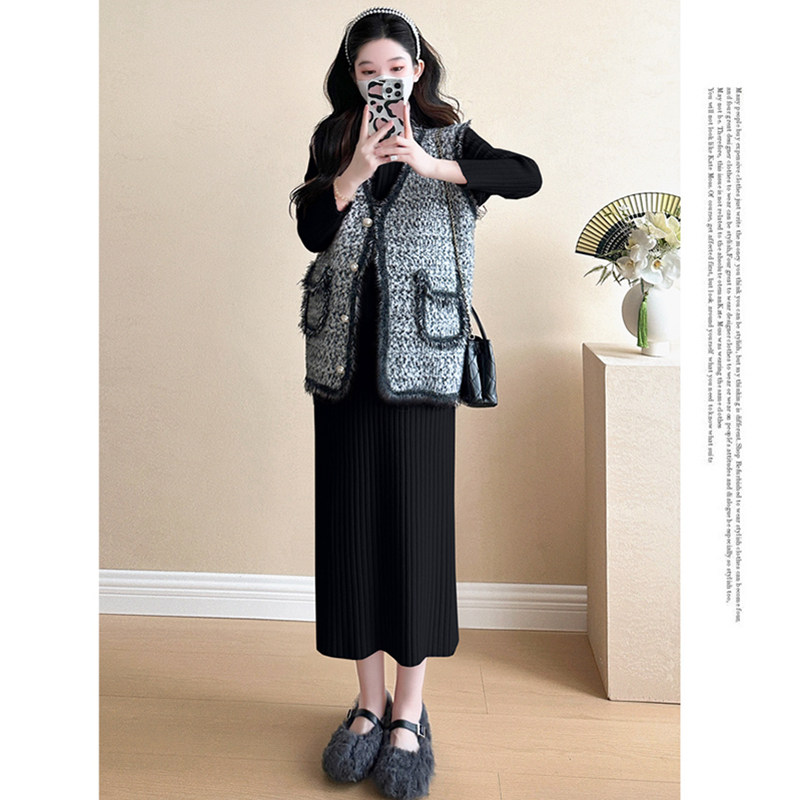 孕妇连衣裙套装秋冬2026新款小香风马甲内搭打底毛衣裙针织两件套,淘宝优惠券,粉丝福利购,淘宝优惠卷