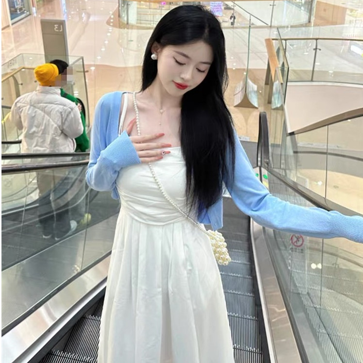 孕妇连衣裙套装春秋2026新款法式温柔风白色宽松吊带裙上衣两件套,淘宝优惠券,粉丝福利购,淘宝优惠卷