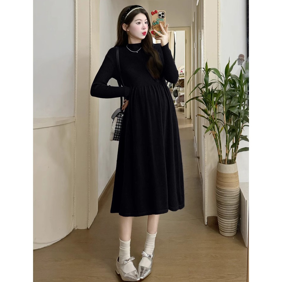 孕妇连衣裙秋冬2026新款收腰加厚针织打底毛衣裙过年红喜庆中长款,淘宝优惠券,粉丝福利购,淘宝优惠卷