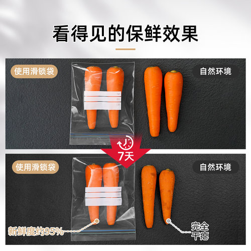 日本保鲜袋双筋密封袋食品级家用加厚大号带封口冰箱透明自封袋子 - 图1