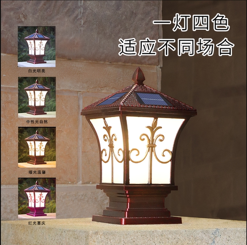 柱头灯户外太阳能大门灯柱子灯别墅室外防水庭院灯围墙欧式门柱灯 - 图2