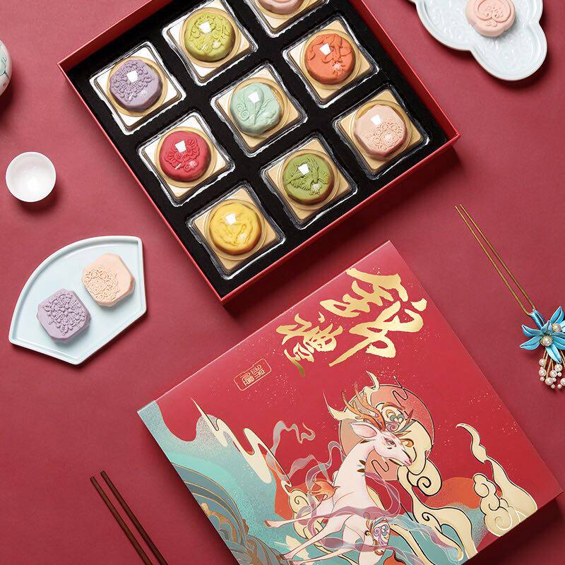 中秋礼盒装多口味冰皮流心奶黄月饼 大熊十品月饼