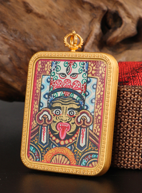 纯手绘唐卡吊坠不掉色嘎乌盒