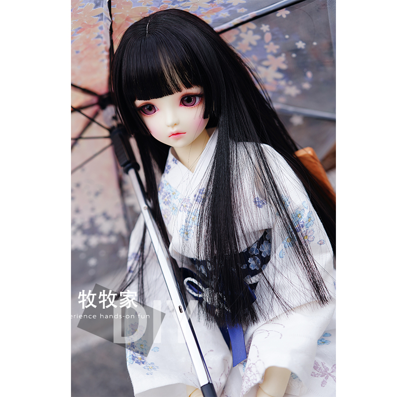 姬发公主切bjd VOLKS SD DDMDD 1/3 1/4高温丝黑色直发手改假发毛 - 图2