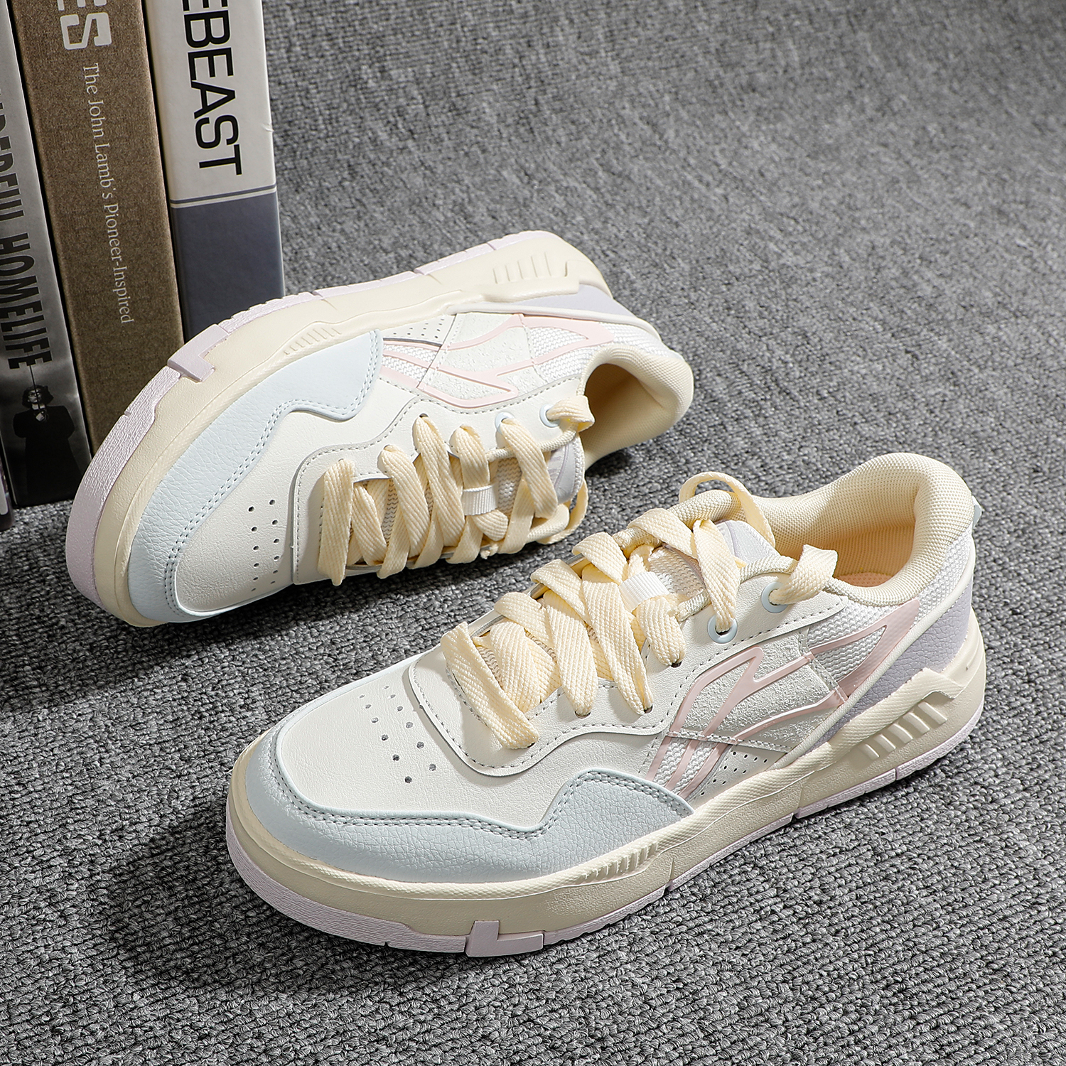 李宁2025秋季新款COMMON 80S女鞋低帮百搭潮流学生美式小白鞋板鞋 - 图0