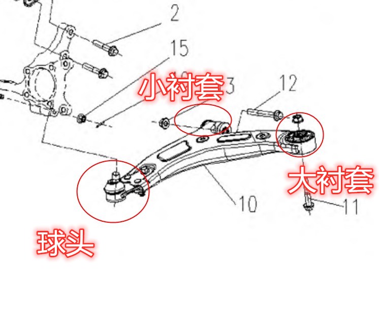 适用东风风行CM7 F600菱智PLUS M6 M7前下摆臂总成下支臂三角托臂 - 图0