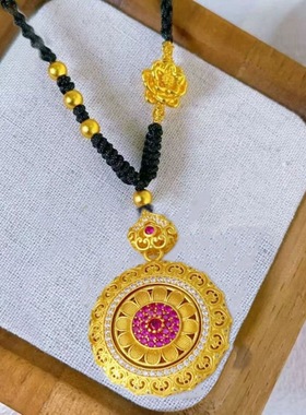 镶钻转动太阳花花丝如意八宝罗盘吊坠项链毛衣链