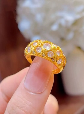 交叉菱格满天星戒指复古轻奢高级感泥鳅背指环食指戒