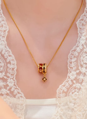 跑环珐琅宝相花项链轻奢简约百搭高级感女款饰品