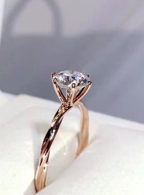 白金莫桑石戒指克拉美国结婚六爪