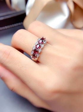 镁铝石榴石戒指纯银时尚大气