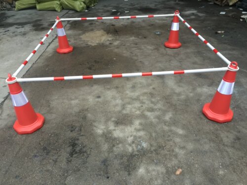 固定伸缩橡胶路锥连接杆 PVC路锥警示连杆红白反光杆子交通设施！ - 图2