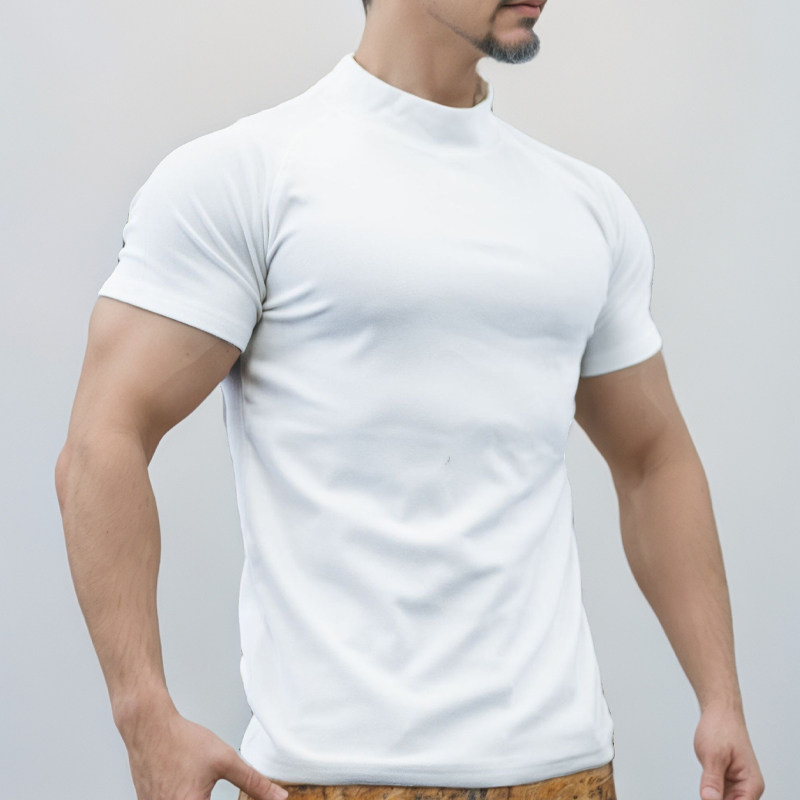 铁血肌肉半高领插肩款短袖健身狗兄弟双面德绒男休闲网红保暖t恤,淘宝优惠券,粉丝福利购,淘宝优惠卷