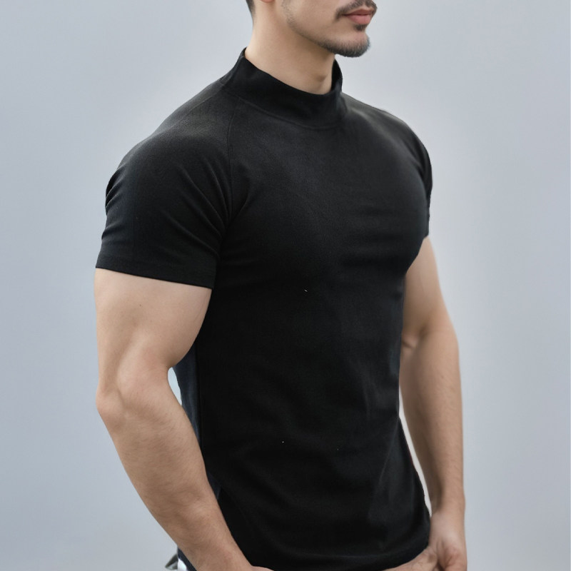 铁血肌肉半高领插肩款短袖健身狗兄弟双面德绒男休闲网红保暖t恤,淘宝优惠券,粉丝福利购,淘宝优惠卷