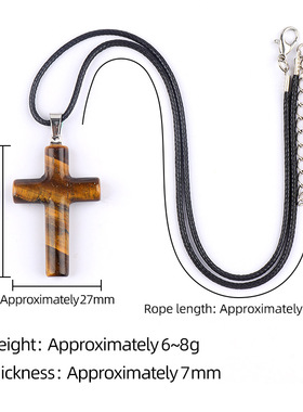 40mm天然水晶十字架项链