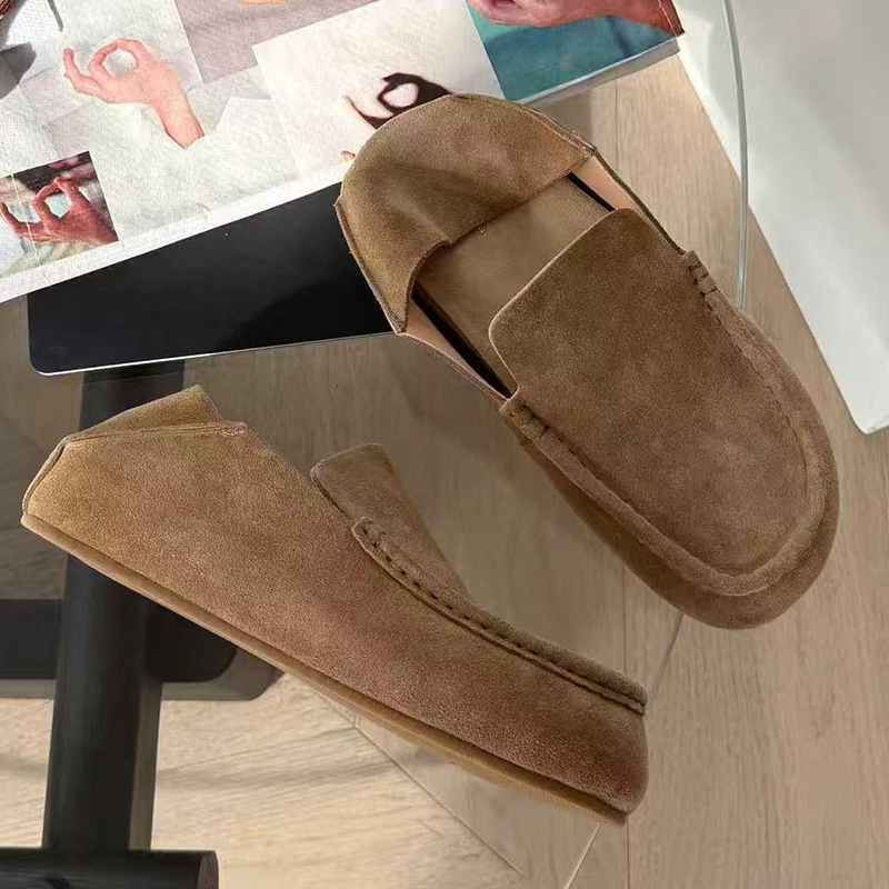 诗歌兰真皮勃肯鞋女2025秋季新款时尚百搭平底圆头懒人单鞋豆豆鞋 - 图0