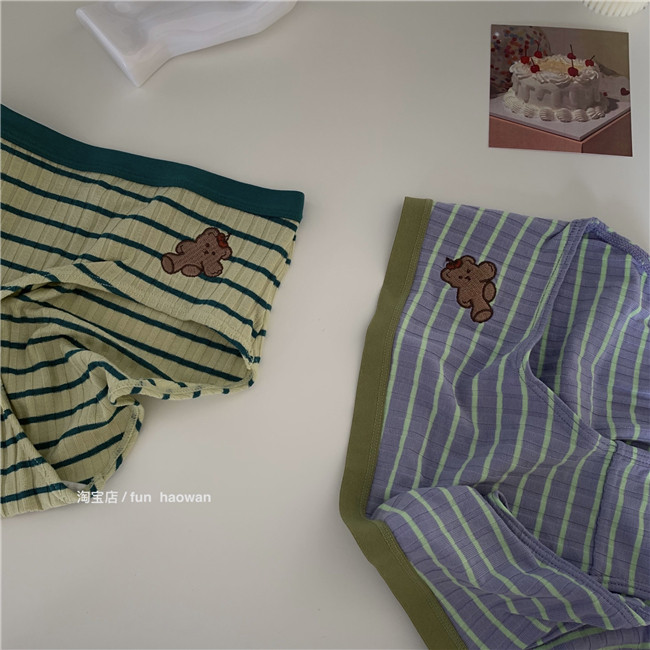软糯小熊熊/条纹复古小奶熊内裤女生可爱包臀柔软莫代尔三角学生,淘宝优惠券,粉丝福利购,淘宝优惠卷