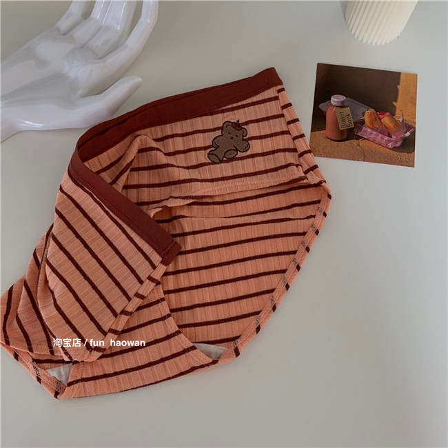软糯小熊熊/条纹复古小奶熊内裤女生可爱包臀柔软莫代尔三角学生,淘宝优惠券,粉丝福利购,淘宝优惠卷