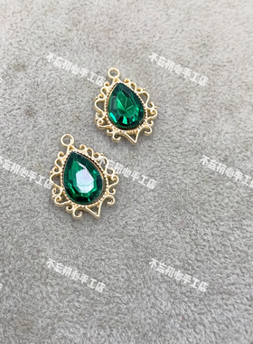 复古合金花边镂空花盘饰品水滴吊坠装饰发饰宝石手工diy配件材料