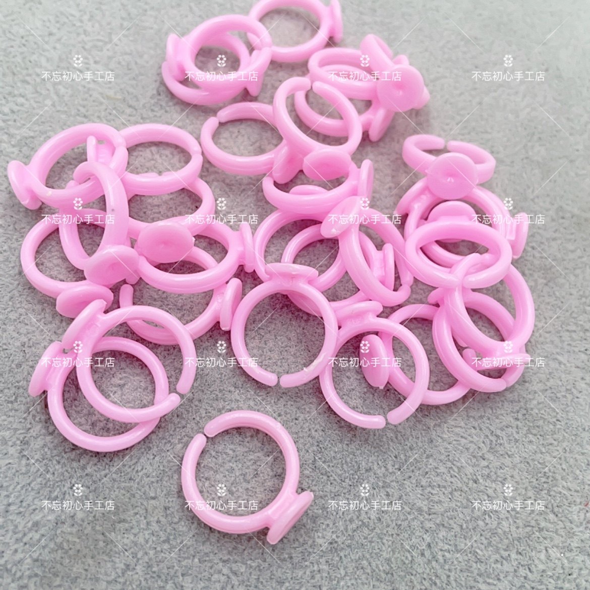 50/100个儿童彩色塑料戒指托diy手工饰品材料配件粉色戒指圈,淘宝优惠券,粉丝福利购,淘宝优惠卷