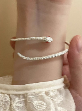 小众银色灵蛇手镯百搭简约设计