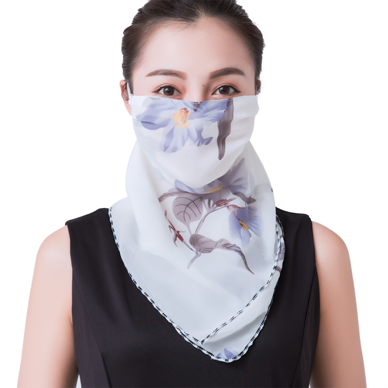 画蔻旗舰店防晒三角丝巾护颈脖子口鼻面罩女夏季挂耳式围巾薄款骑车面纱遮脸3