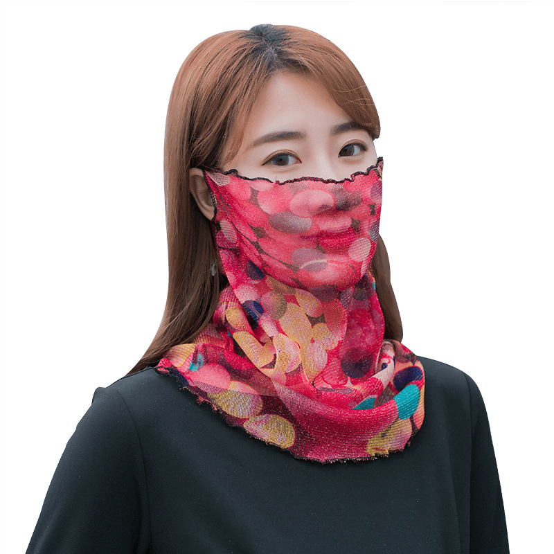 画蔻旗舰店小围脖女套头夏季防晒面纱薄款百变丝巾护脖子多功能护颈脖套纱巾3