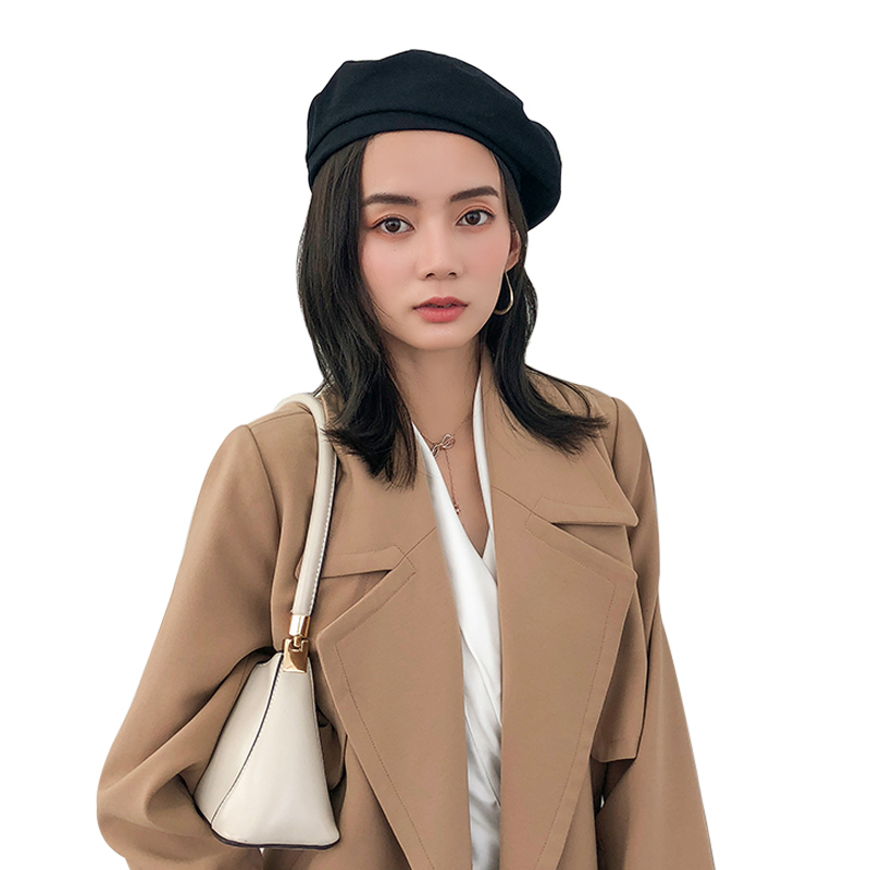 画蔻旗舰店贝雷帽女夏季薄款英伦复古八角帽子韩版百搭潮秋冬天日系黑色春秋3