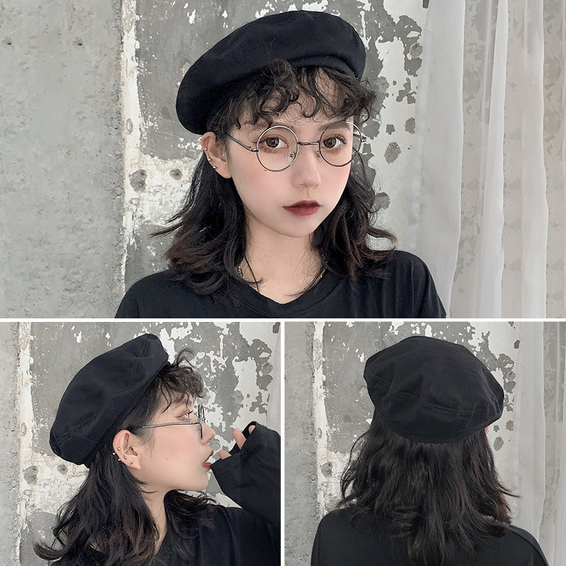 画蔻旗舰店贝雷帽女ins英伦复古春秋画家八角蓓蕾帽子夏季薄韩版潮日系黑色1
