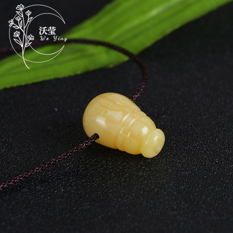 天然奶嘴一体三通佛头鸡油黄白蜜蜡 沃莹饰品其他DIY饰品配件