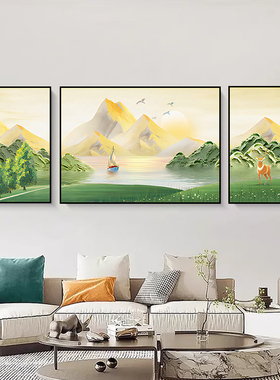 挂画金山背景墙客厅装饰画简约