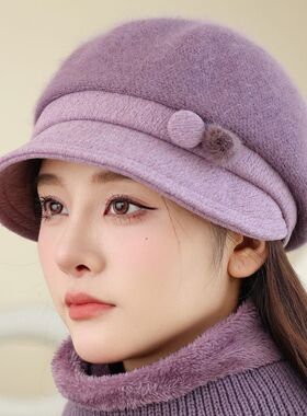 秋冬季妈妈帽子女加绒厚保暖鸭舌